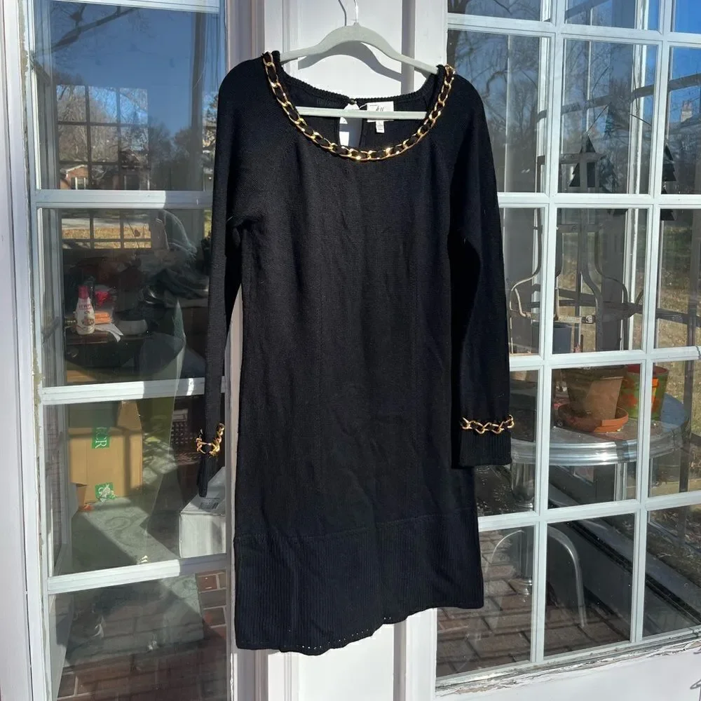 Milly Gold Chain Cashmere Sweater Dress
